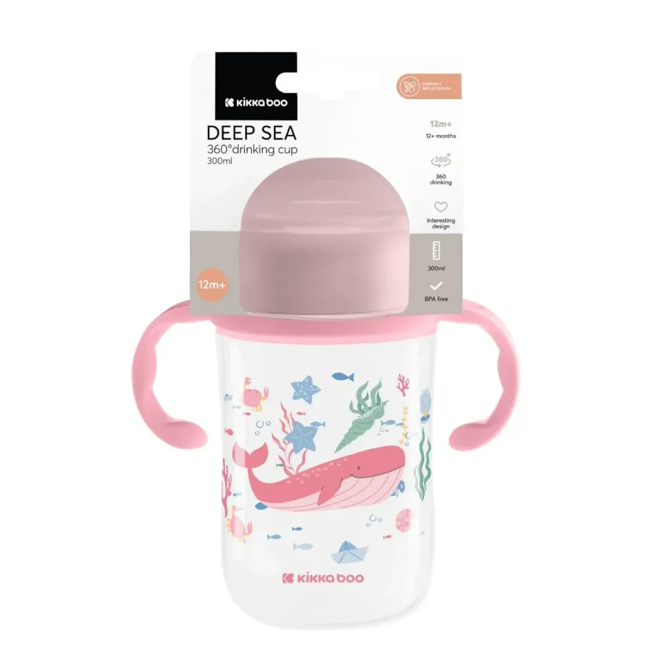 Чашка-непроливайка 360° KikkaBoo Deep Sea Pink, 300 мл foto