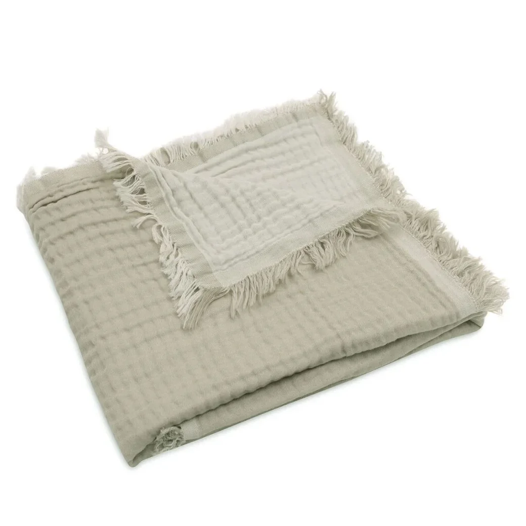 Плед Jollein Fringe Olive Green/Ivory GOTS, 120x120 см