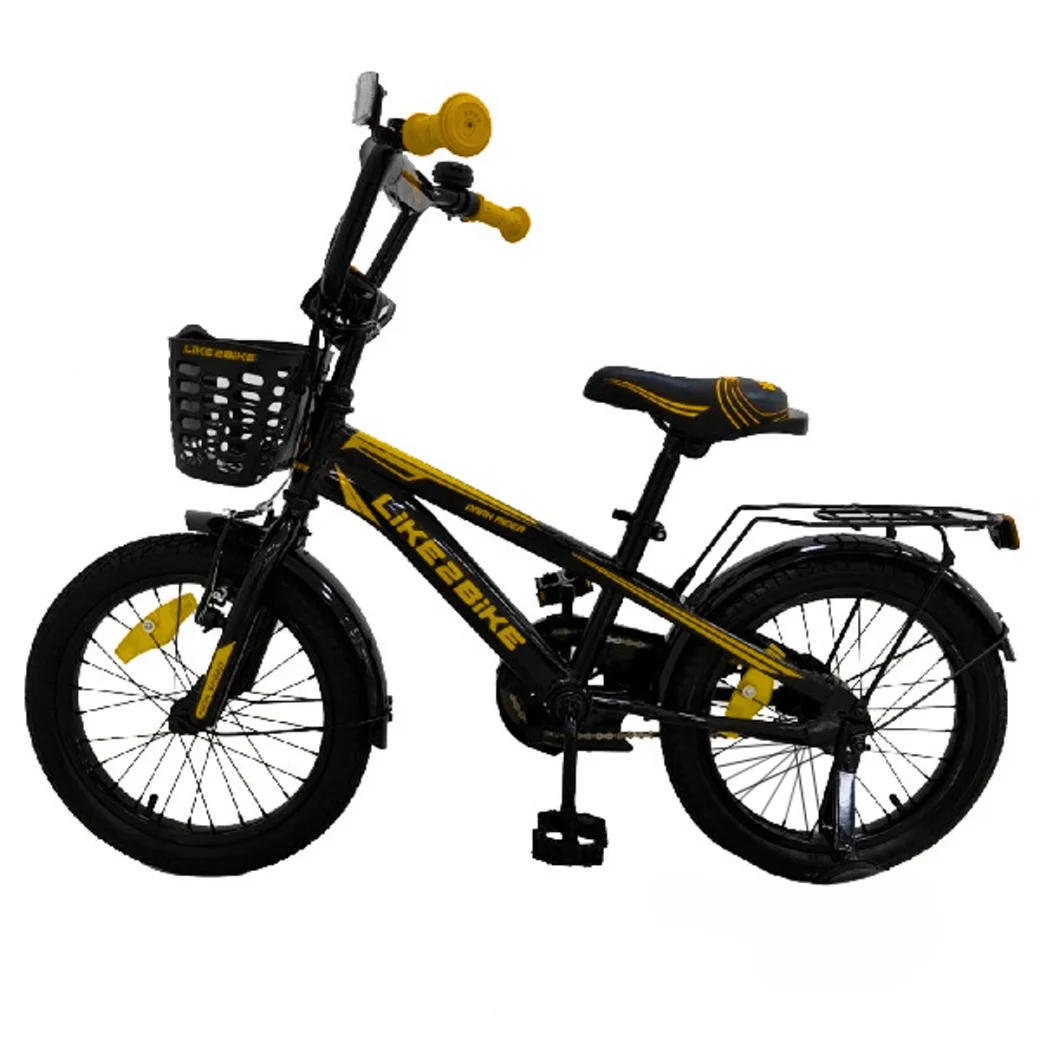 BICICLETĂ 20" Negru + galben (cadru oțel, frînă de mînă)
