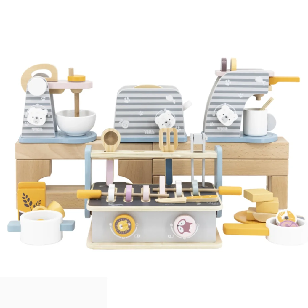 Set de joaca din lemn "Mic dejun cu toaster", 8 piese