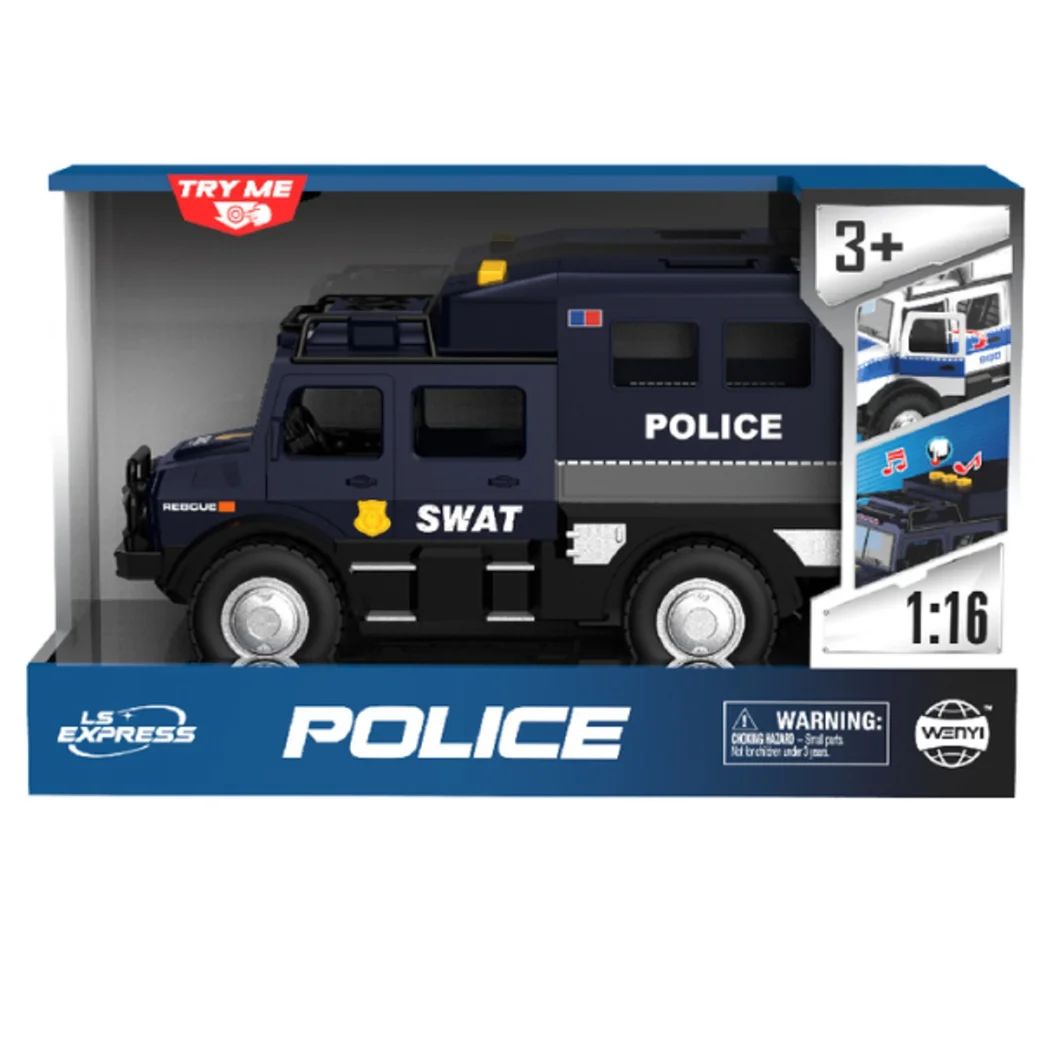 1:16 Jeep de poliție cu inerție (lumini /sunete / ușile se deschid)