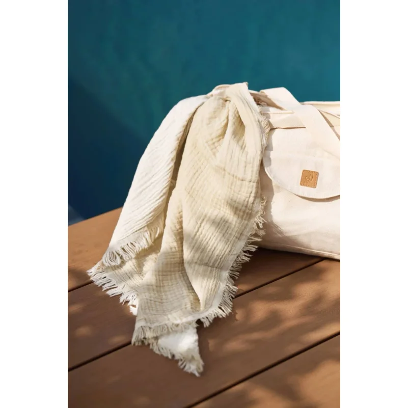 Плед Jollein Fringe Olive Green/Ivory GOTS, 120x120 см