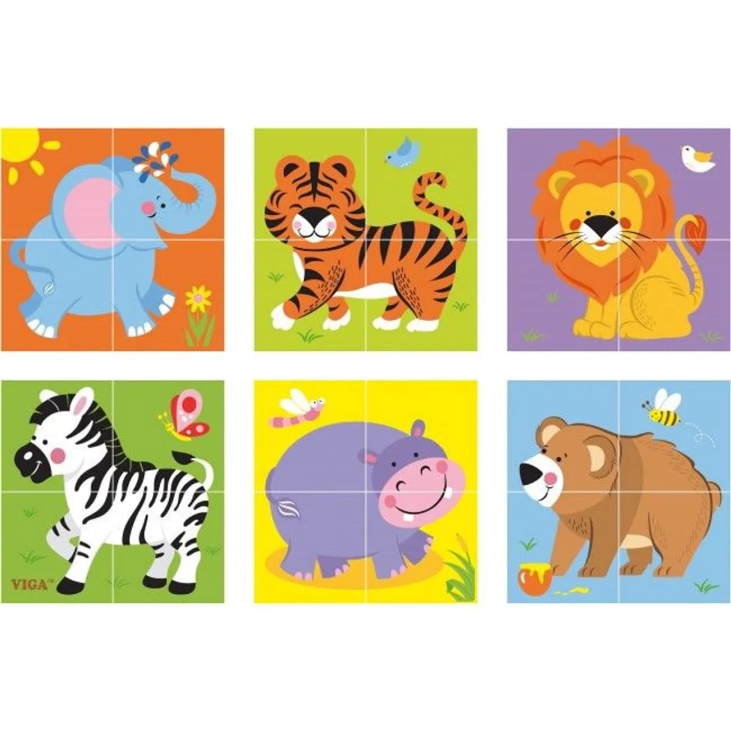 Puzzle-cuburi „Animale sălbatice”