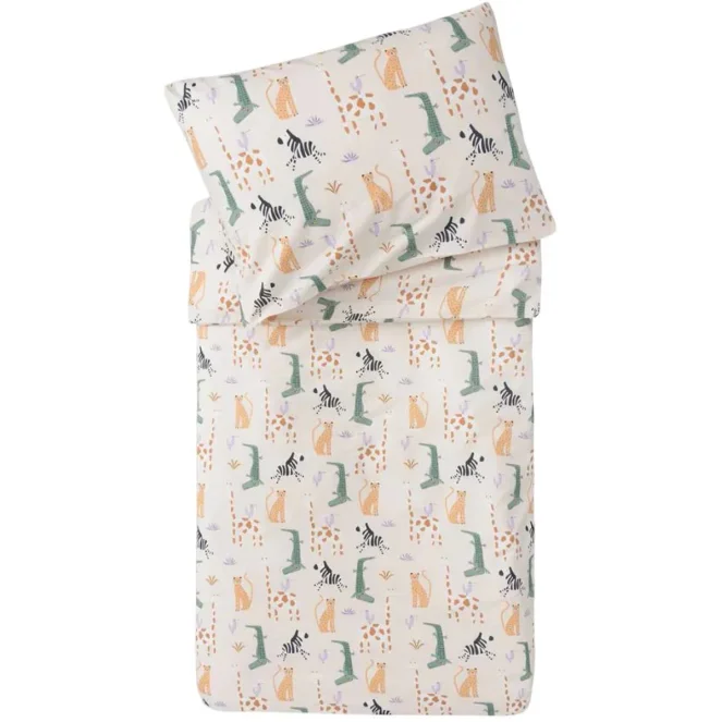Set husa pentru plapuma si perna Jollein Jungle Jambo, 140x100 cm
