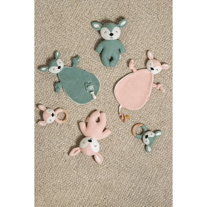 Jucarie textila pentru suzeta Jollein Deer Ash Green