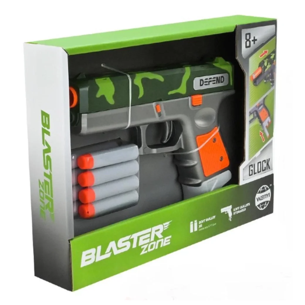 Пистолет Glock Blaster Zone с мягкими патронами (зеленый камуфляж)