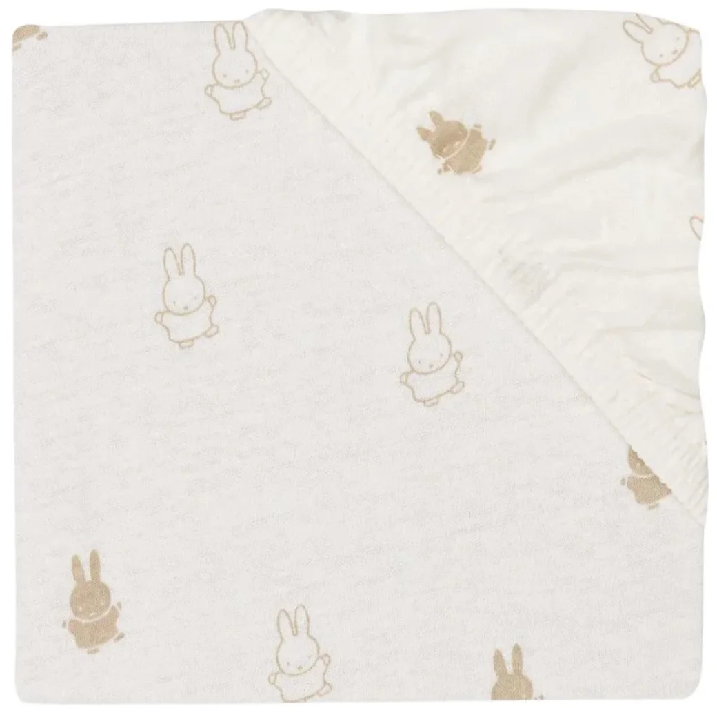 Простыня на резинке Jollein Jersey Happy Miffy Nougat, 40/50x80/90 см