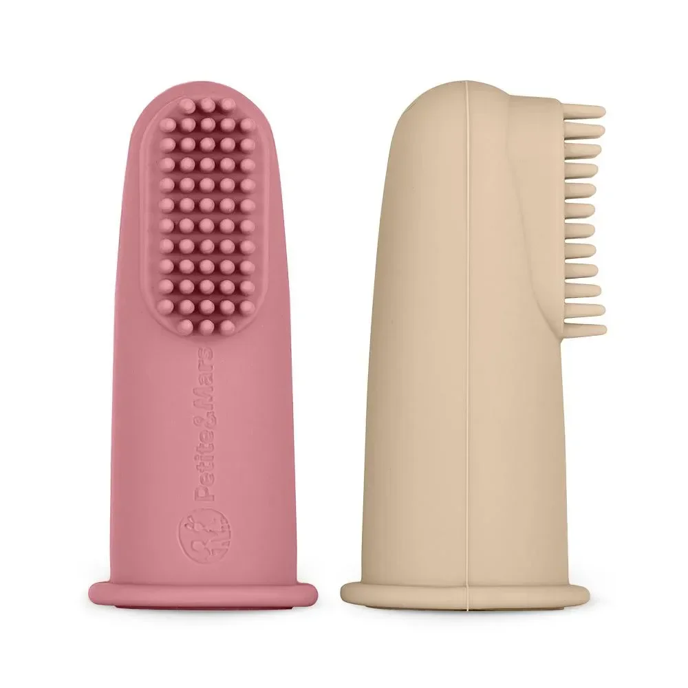 Силиконовые зубные щеточки на палец Petite&Mars Rose&Sand, 2 шт. foto
