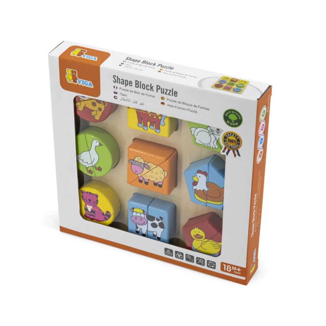 Puzzle-sorter din lemn "Animalele de la fermă"