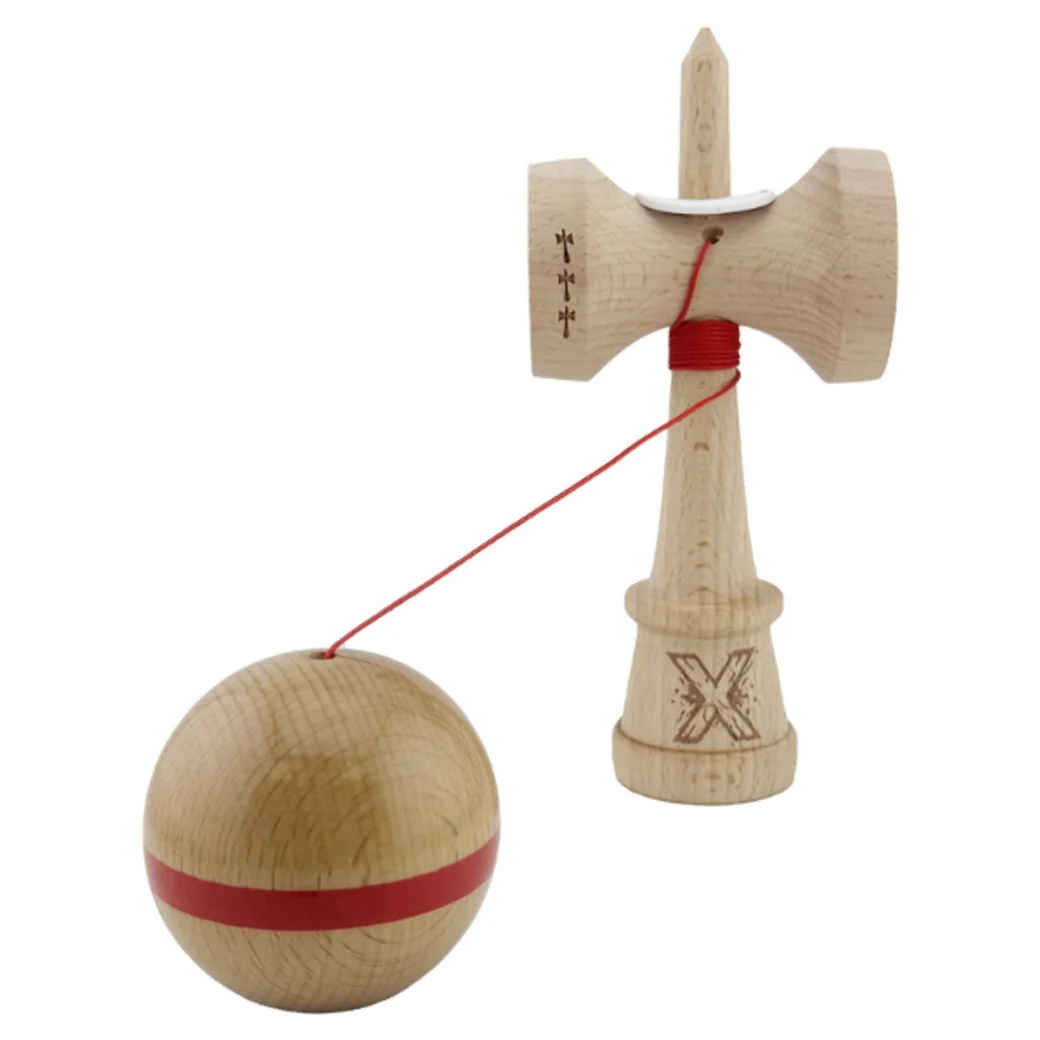 «Kendama Super Sticky X Original», rulment metalic, ața 62/65 cm, King size 7.5 x 6 x 18 cm, roșu