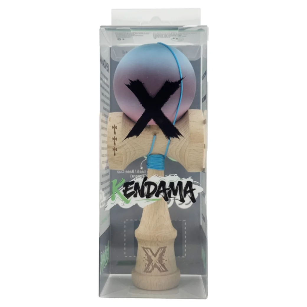 "Kendama X Original", Профессиональная, Flippy, Металлический Стержень, Веревка 55 см, Большие чашки, 7 x 6 x 18 см, фиолетово-голубой градиент