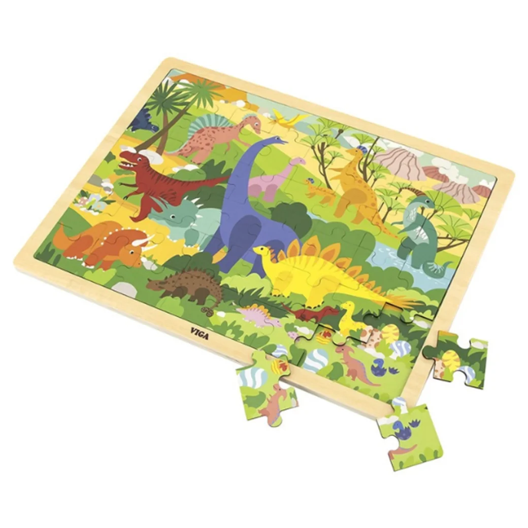 Puzzle din lemn "Dinozauri" 48 elem.