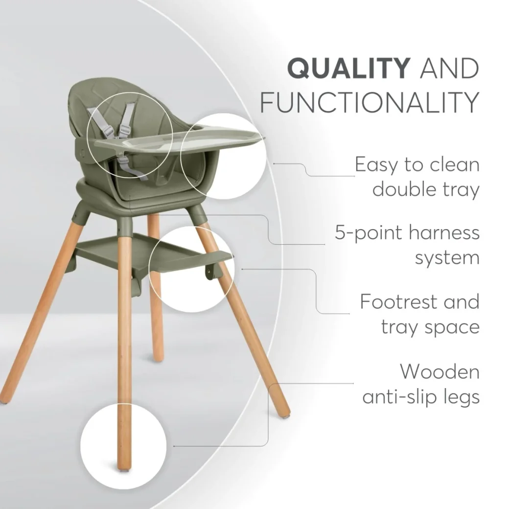 Scaun de masa 6 in 1 KikkaBoo Woody Grey