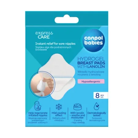 canpol 1/656 absorbante calmante pentru sâni din hidrogel cu lanolină (8 buc.)