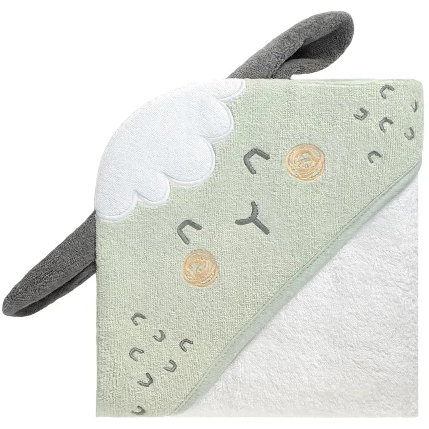 Prosop de baie cu gluga KikkaBoo Terry Sleepy Sheep, 90x90 cm foto
