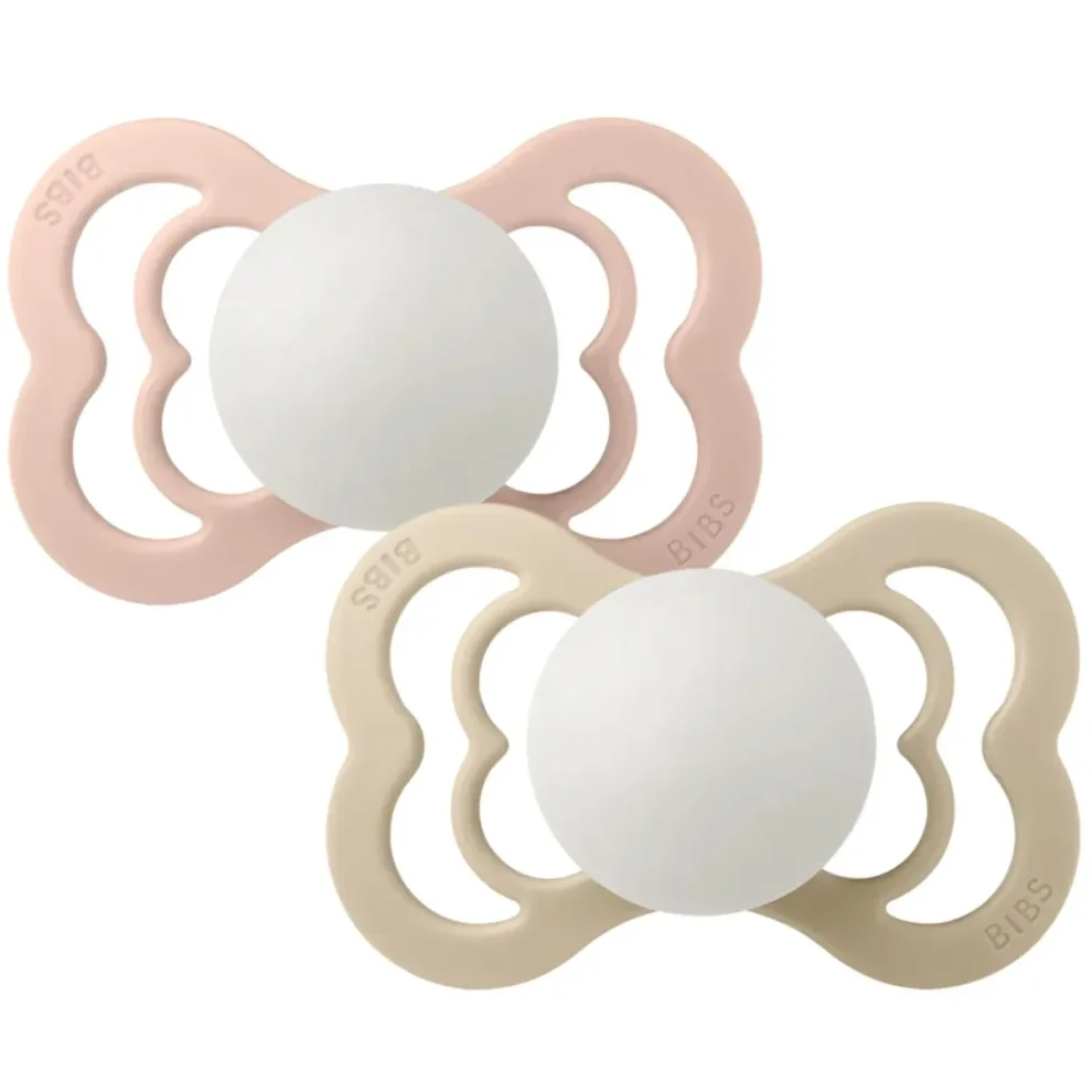 Набор из 2 симметричных латексных пустышек BIBS Supreme Glow Blush/Vanilla (0-6 мес.) foto