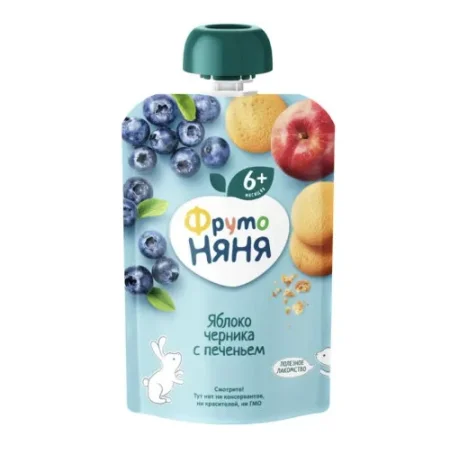 ФрутоНягя piure mere-afine-biscuiți 90g. (6 l+)