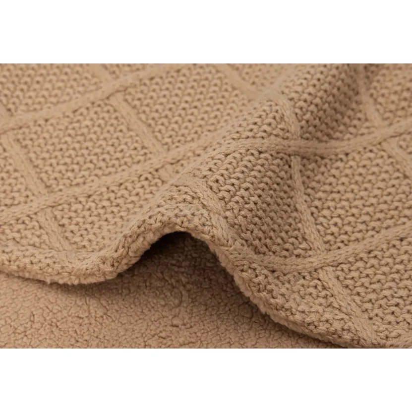 Плед Jollein Check Knit Biscuit/Teddy из флиса, 100x150 см foto