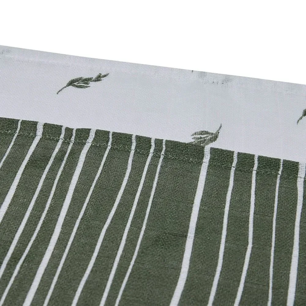 Pelinci de muselina Jollein Stripe & Olive Leaf Green GOTS, 70 x 70 cm, 2 buc. foto