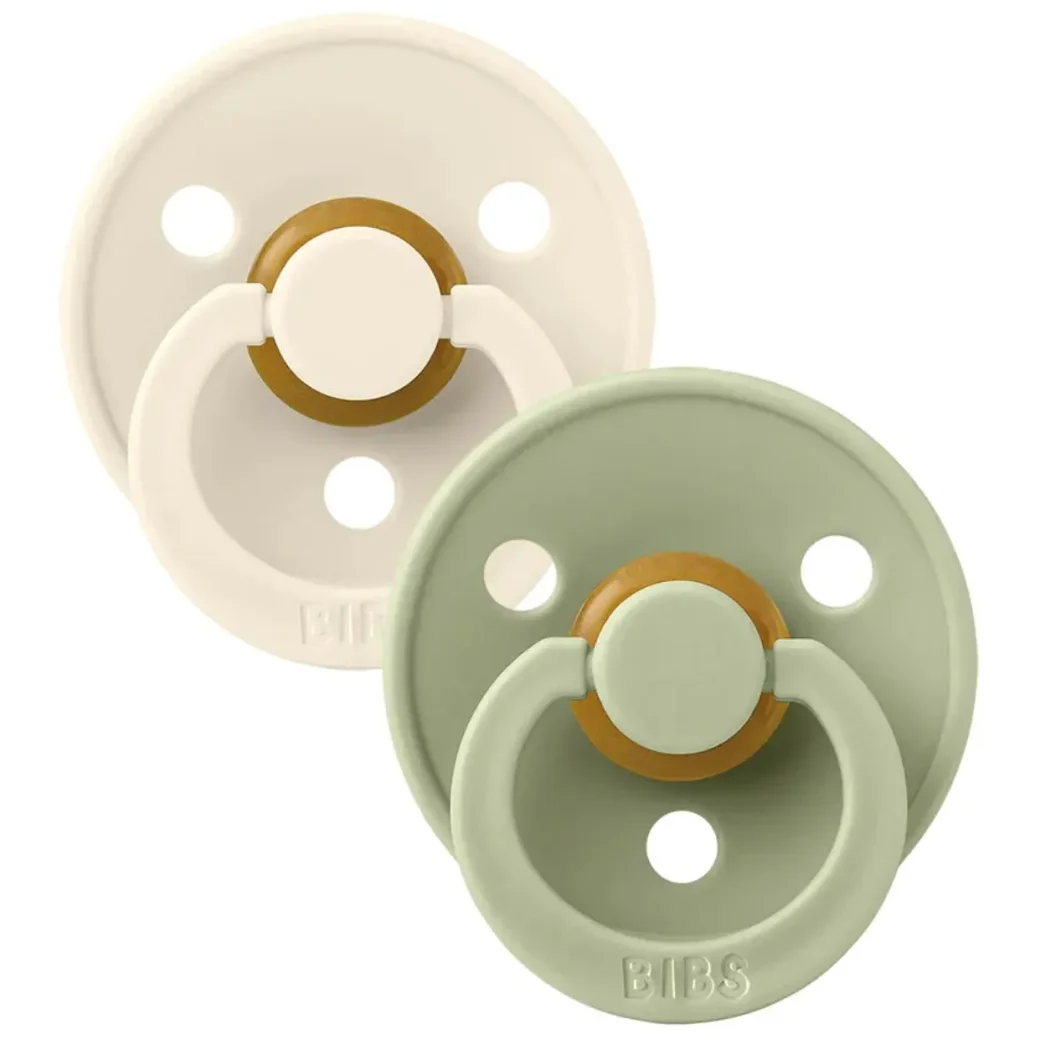 Set 2 suzete rotunde din latex BIBS Colour Ivory/Sage (0-6 luni) foto