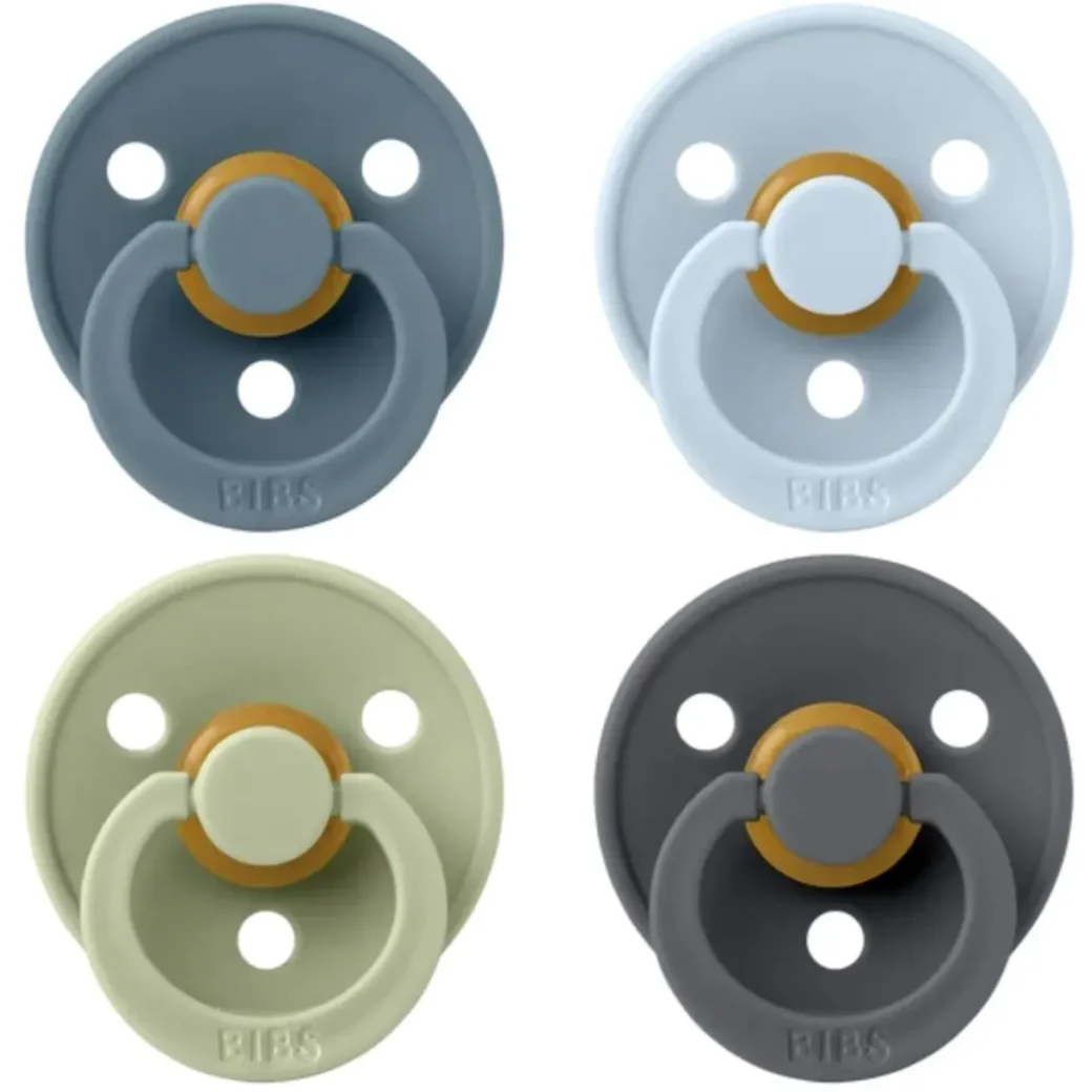 Set 4 suzete rotunde din latex BIBS Colour Petrol/Sage/Baby Blue/Iron (6-18 luni) foto