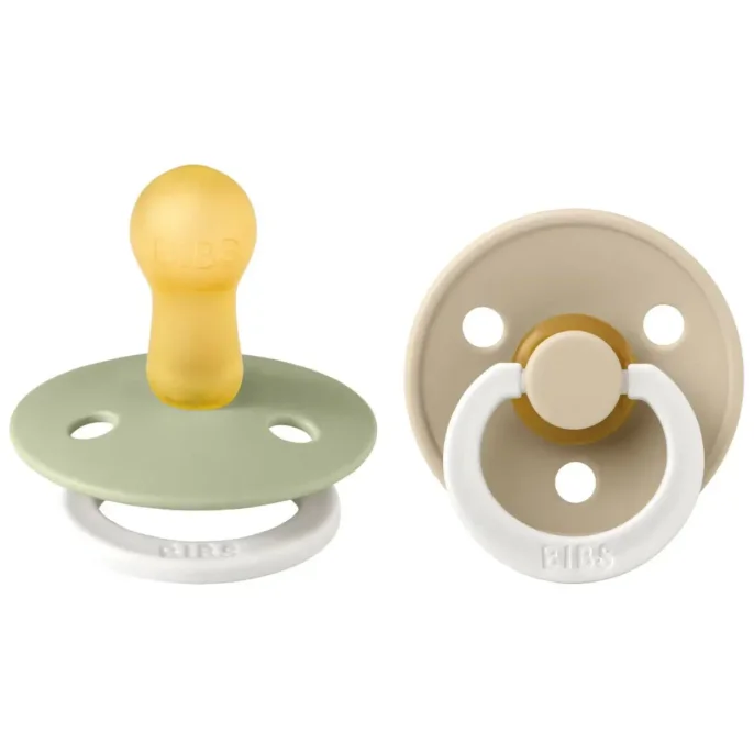 Набор из 2 круглых пустышек BIBS Colour Glow Sage/Vanilla (6-18 мес.) foto