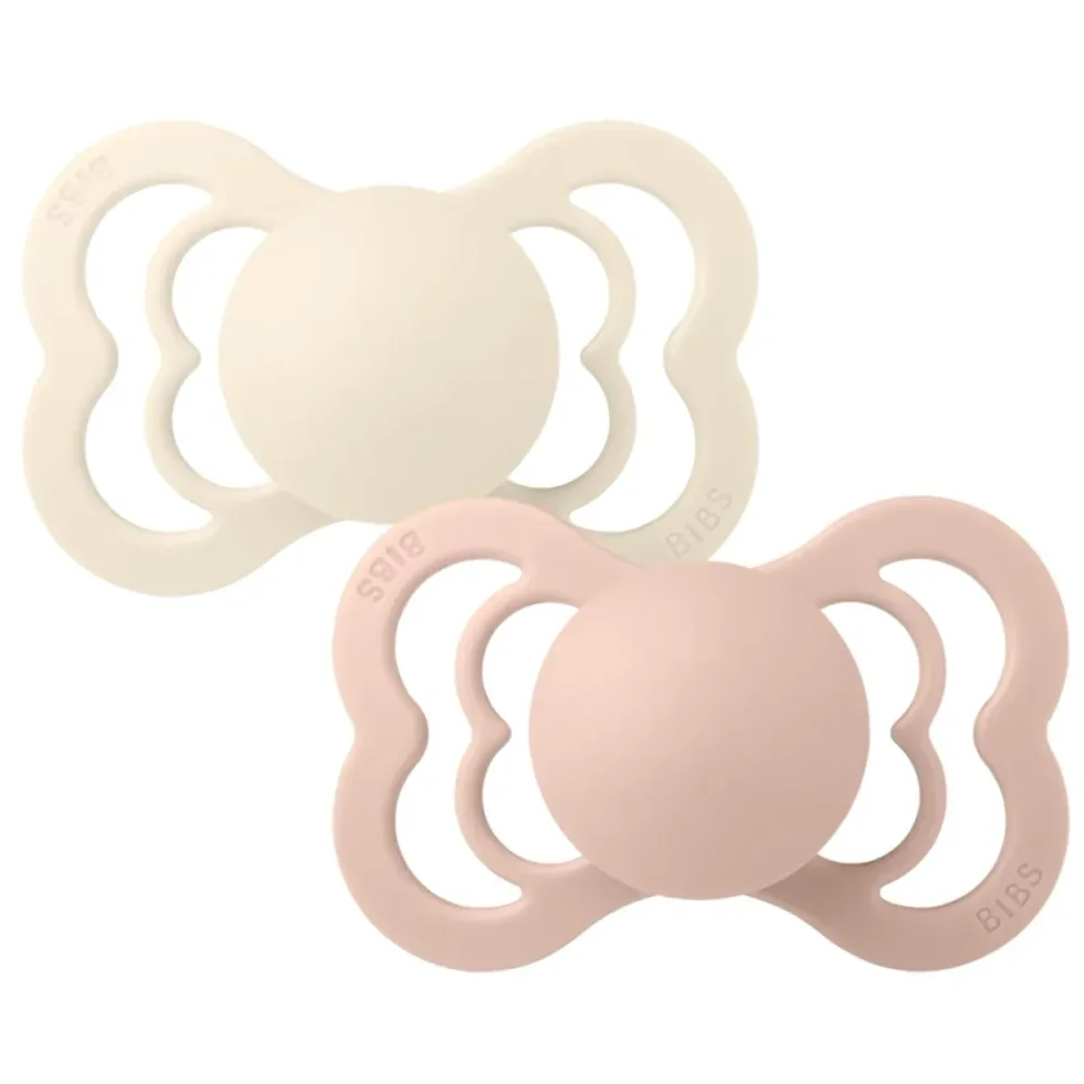 Set 2 suzete simetrice din silicon BIBS Supreme Ivory/Blush (6-18 luni) foto