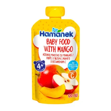 hame Пюре "hamanek" Яблоко-Манго (4 м+) 120 гр.
