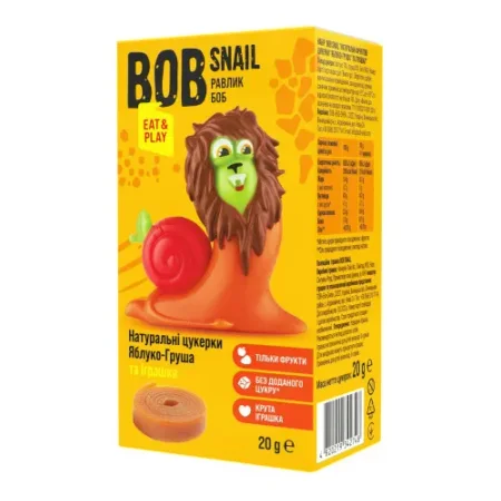 bob snail Натуральные конфеты "Яблоко-Груша" с игрушкой (20 гр.)