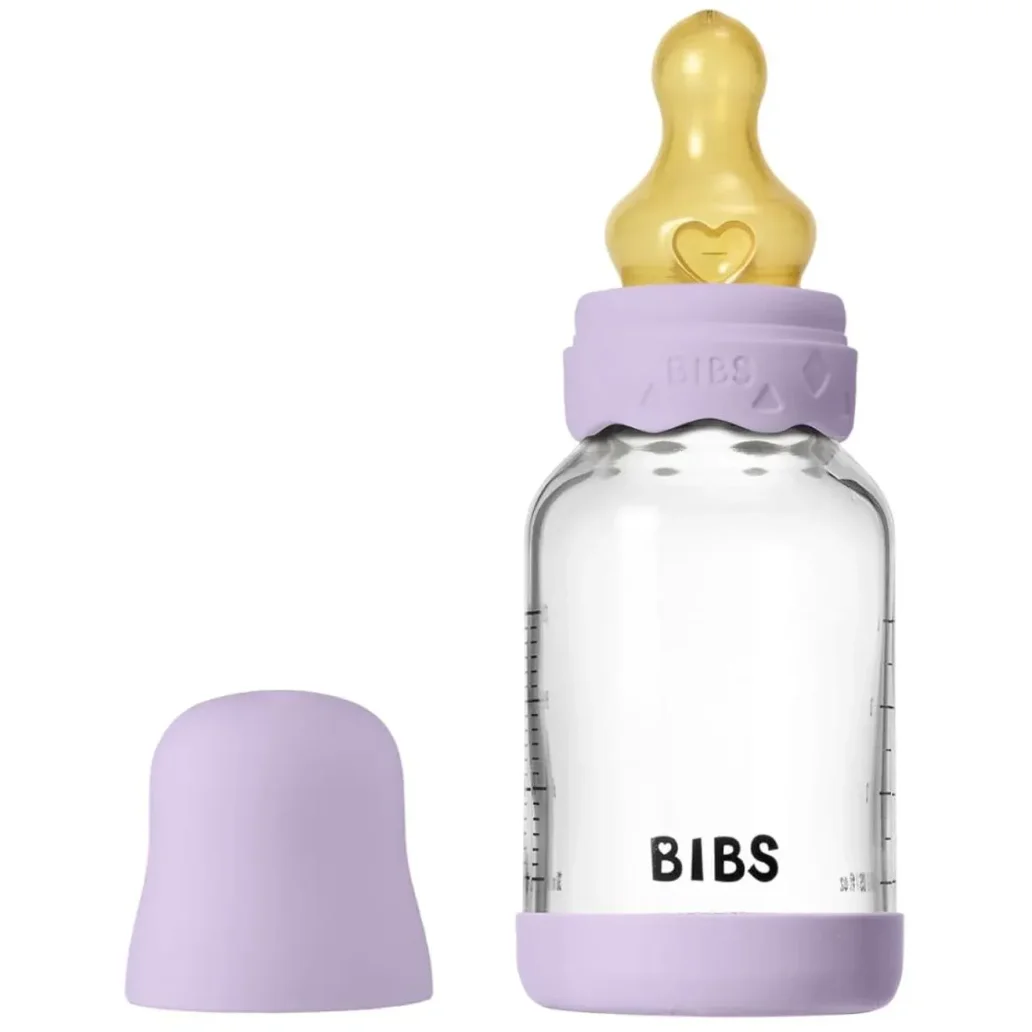 Biberon din sticla anticolici BIBS Boheme Violet Sky cu tetina din latex 0+ luni, 120 ml foto