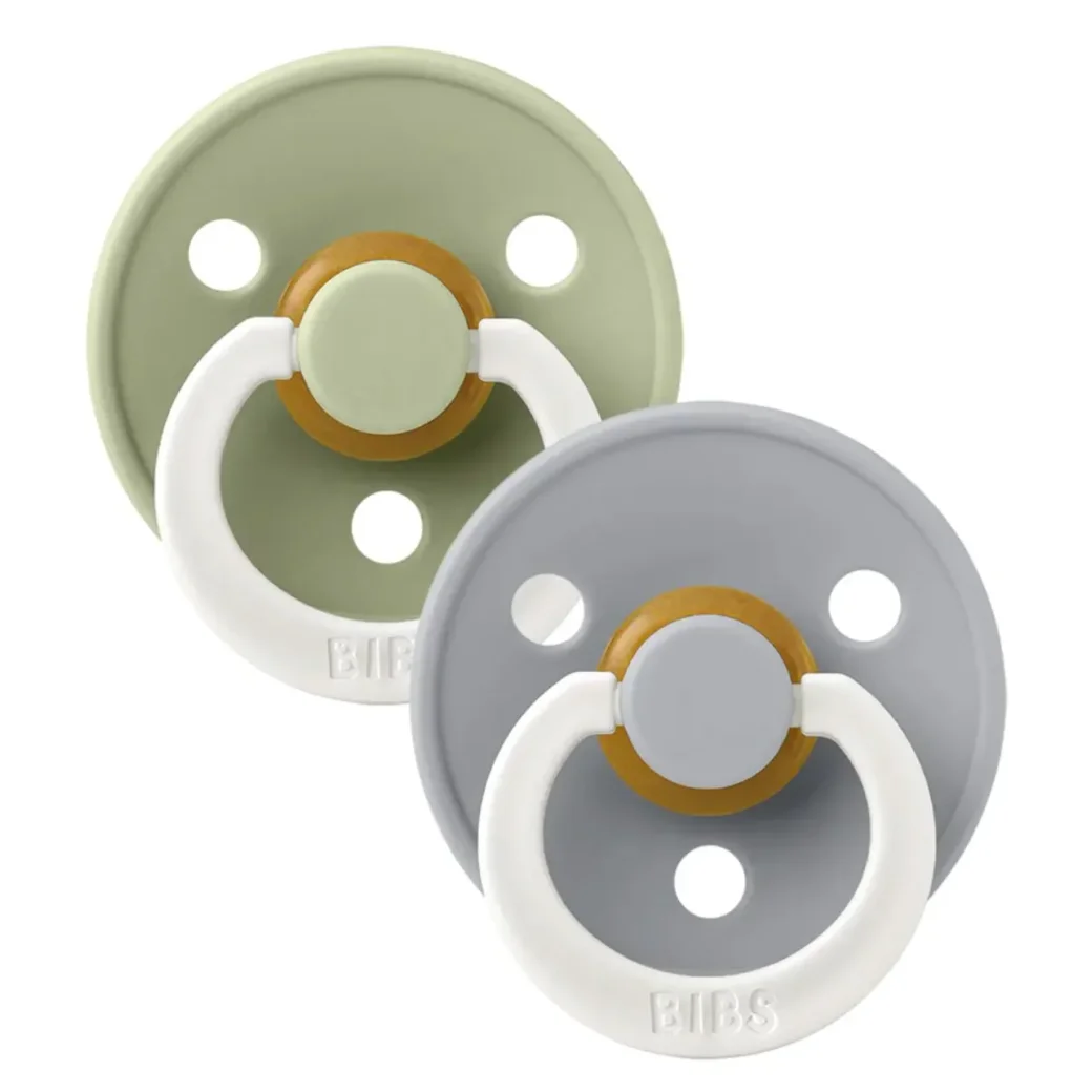 Set 2 suzete rotunde din latex fosforescente BIBS Colour Glow Sage/Cloud (6-18 luni) foto