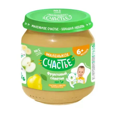 "Маленькое счастье" piure salată de fructe (6 luni+) 90 gr.