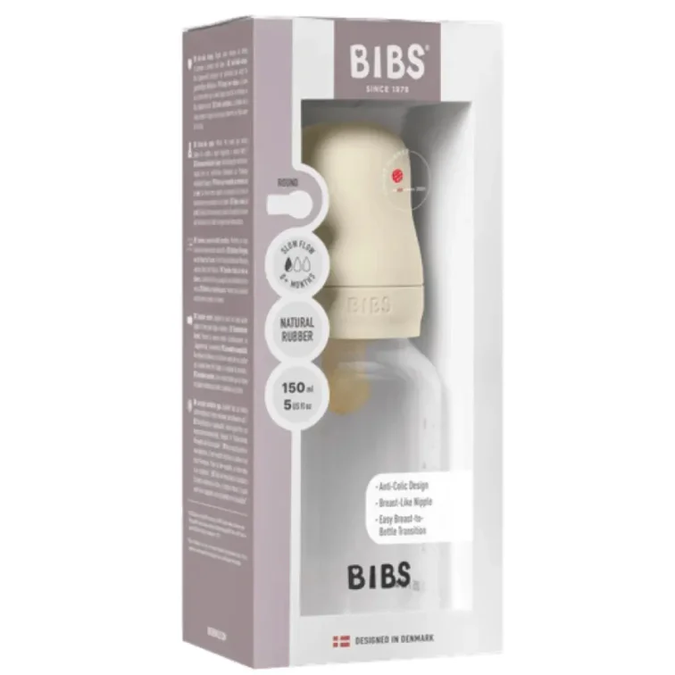 Biberon din plastic anticolici BIBS Ivory cu tetina din latex 0+ luni, 150 ml foto