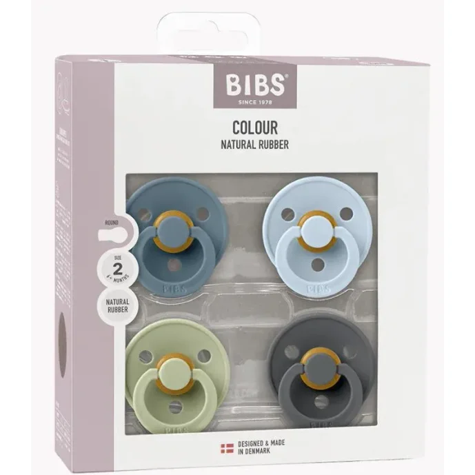 Набор из 2 круглых пустышек BIBS Colour Petrol/Sage/Baby Blue/Iron (0-6 мес.) foto
