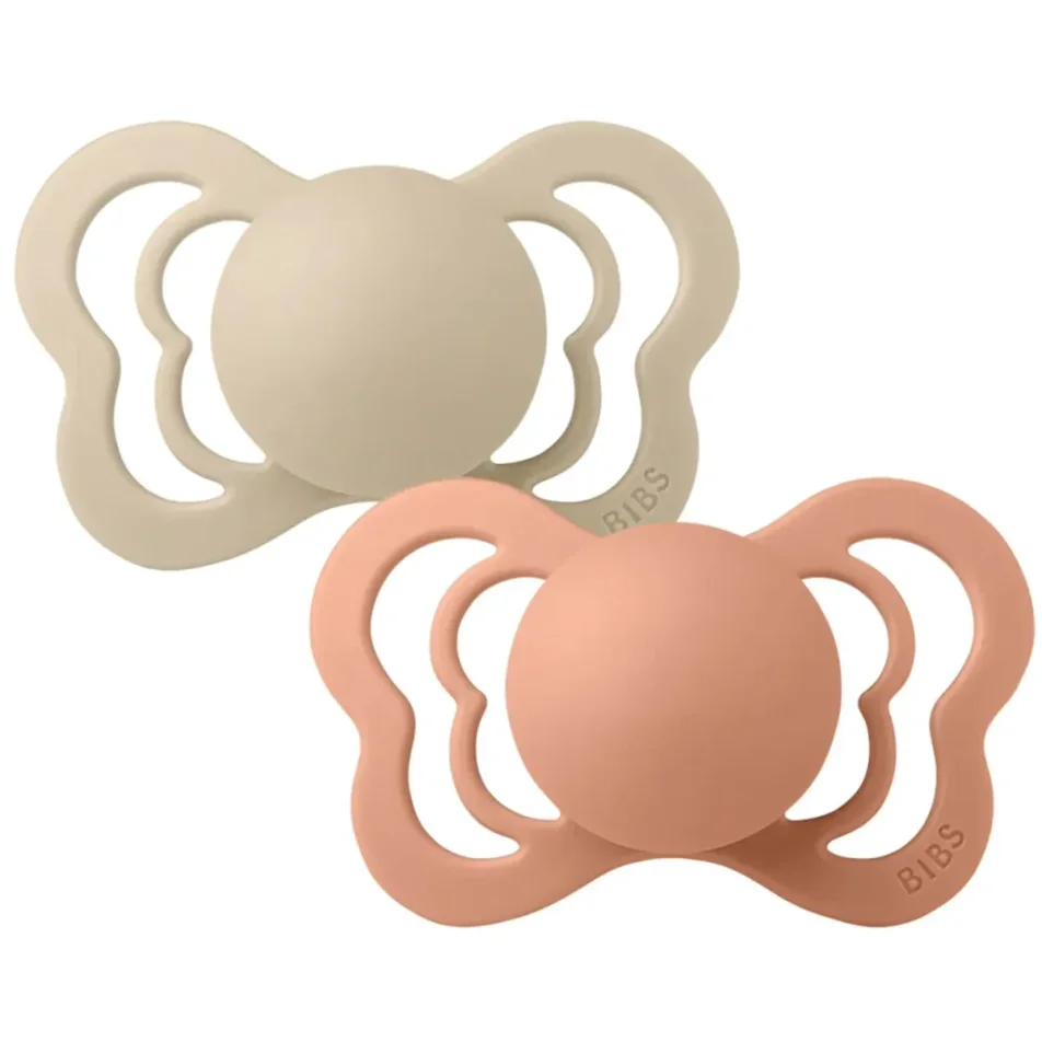 Set 2 suzete anatomice din latex BIBS Couture Vanilla/Peach (0-6 luni) foto