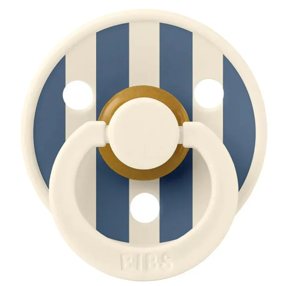Набор из 2-х круглых латексных пустышек BIBS Studio Colour Pin - Ivory Steel Blue Mix (6-18 мес.) foto