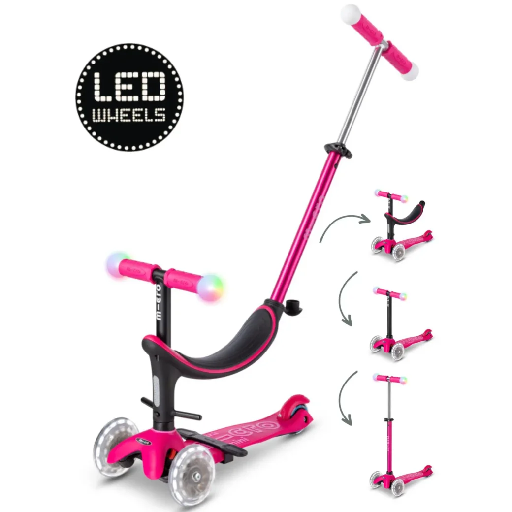 Trotineta Micro Mini2Grow Deluxe Magic LED Pink foto
