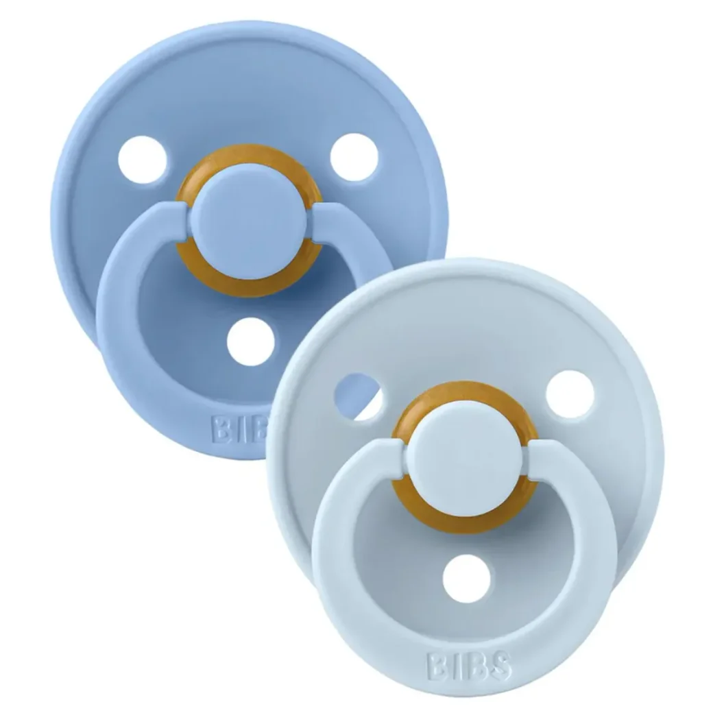 Set 2 suzete rotunde din latex BIBS Colour Sky Blue/Baby Blue (0-6 luni) foto