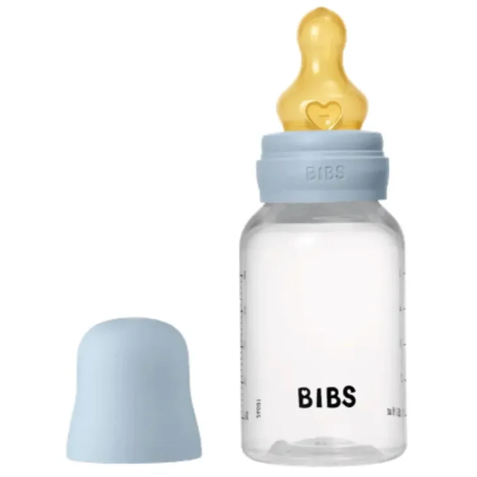 Пластиковая антиколиковая бутылочка BIBS Baby Blue с латексной соской 0+ месяца, 150 мл foto