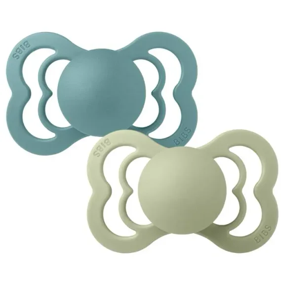 Set 2 suzete simetrice din silicon BIBS Supreme Island Sea/Sage (0-6 luni) foto
