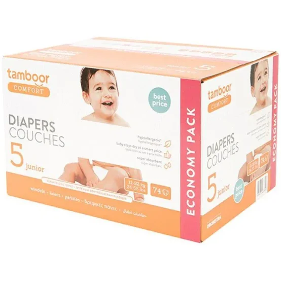 Scutece Tamboor Junior Comfort Mega Box marimea 5 (11-22 kg), 74 buc. foto