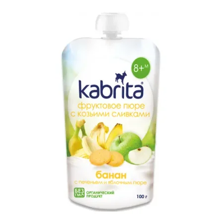 kabrita piure cu frișсă de capra "banana-biscuiți-mere" (8 m +) 100 gr.