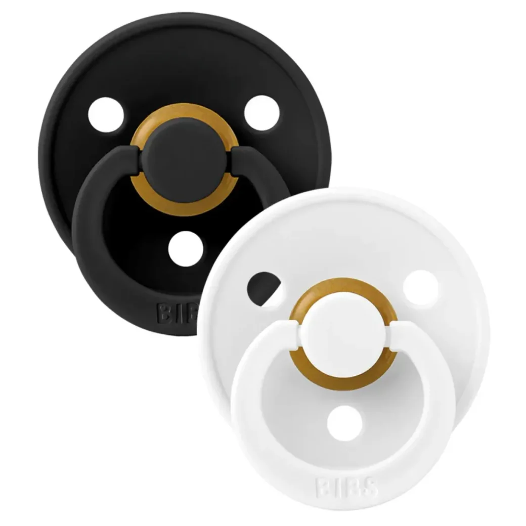 Set 2 suzete rotunde din latex BIBS Colour Black/White (6-18 luni) foto