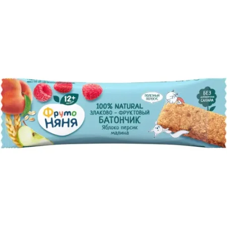 ФрутоНяня baton cereale-fructe măr-piersici-zmeură (12 luni+) 25 gr.