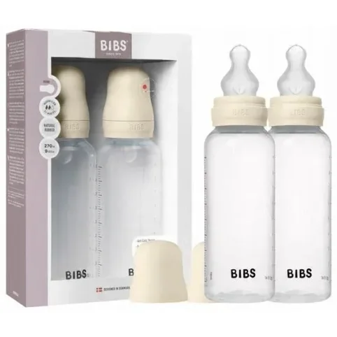 Набор из 2-х пластиковых бутылочек антиколиковых BIBS Ivory с силиконовой соской 3+ мес, 2x270 мл foto