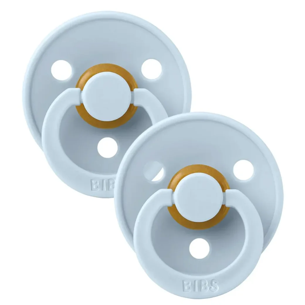 Set 2 suzete rotunde din latex BIBS Colour Baby Blue (0-6 luni) foto