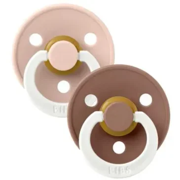 Set 2 suzete rotunde din latex fosforescente BIBS Colour Glow Blush/Woodchuck (0-6 luni) foto