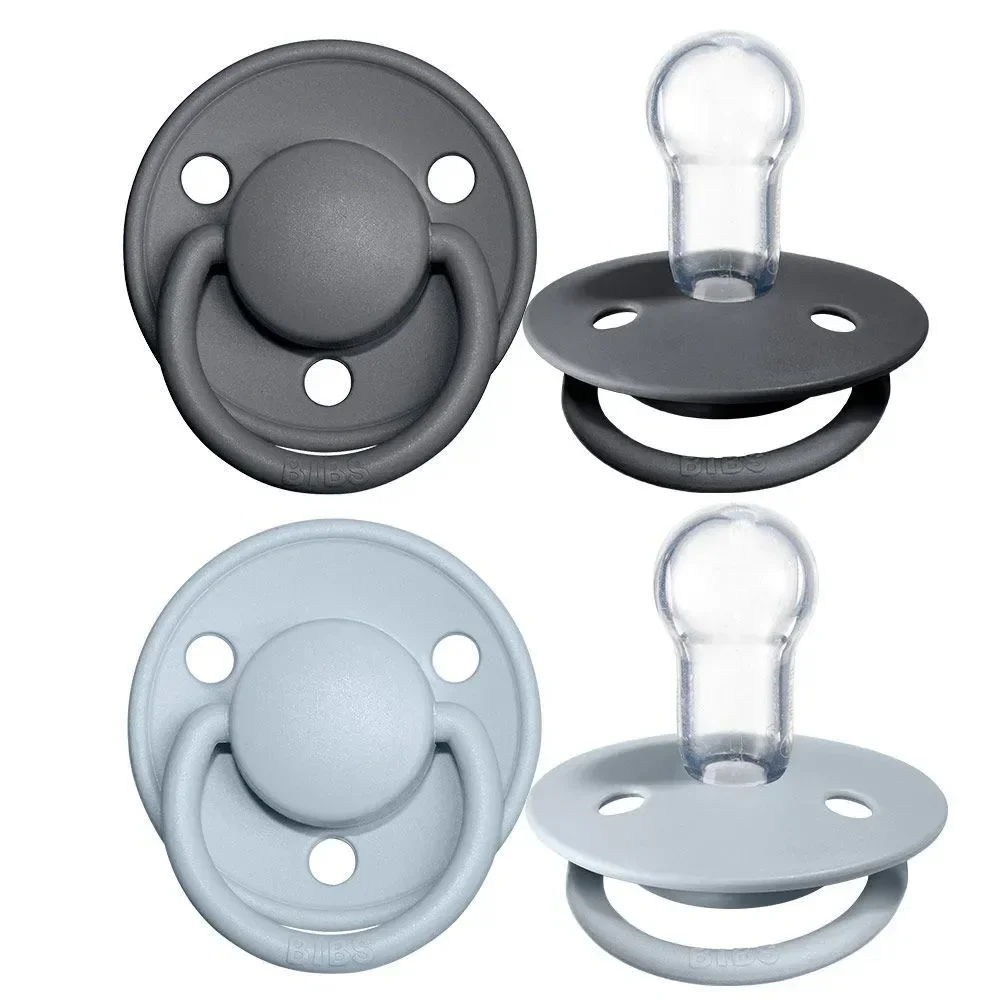 Set 2 suzete rotunde din silicon BIBS De lux Iron/Baby Blue (0-36 luni) foto