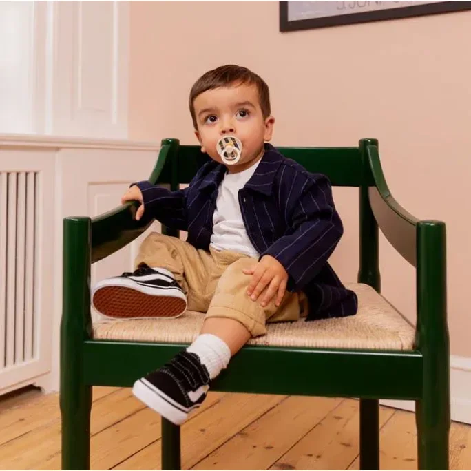 Пустышка круглая латексная BIBS Studio Colour Block - Ivory Steel Blue (6-18 мес.) foto