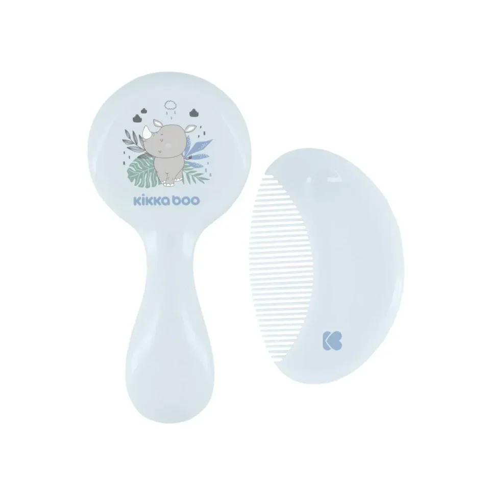 Pieptene si perie cu fire naturale KikkaBoo Savanna Blue foto